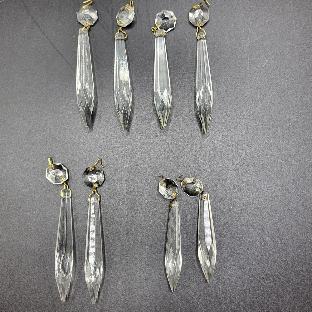 Vtg Crystal Glass Chandelier Prisms 8 pcs For Restoration Decoration Replacement